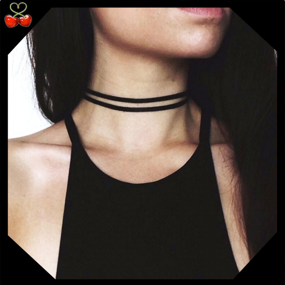 2/$25 🍒 BLACK Velvet Double Strand Choker